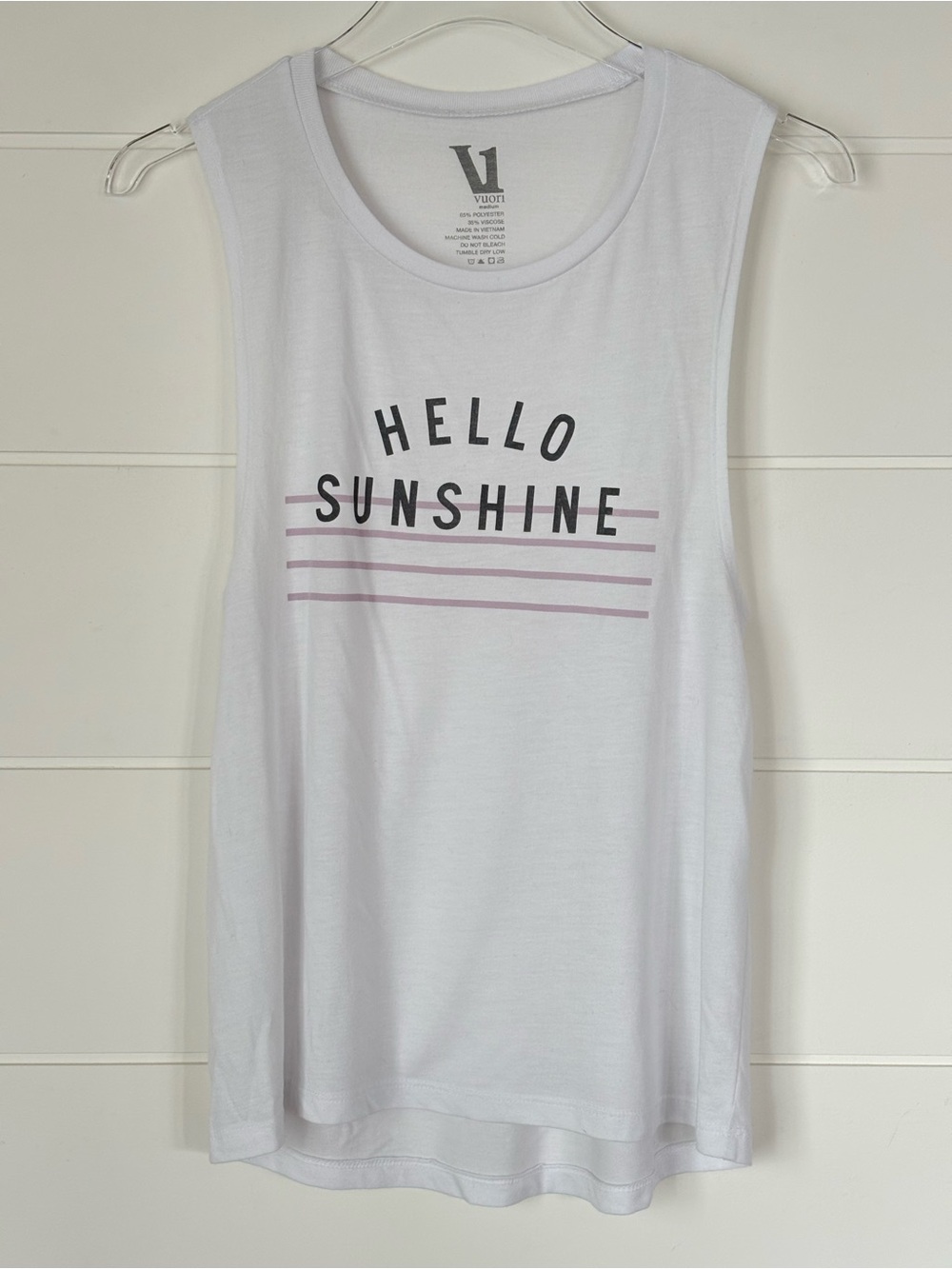 Vuori White 'Hello Sunshine' Graphic Tank Top Women's Size Medium